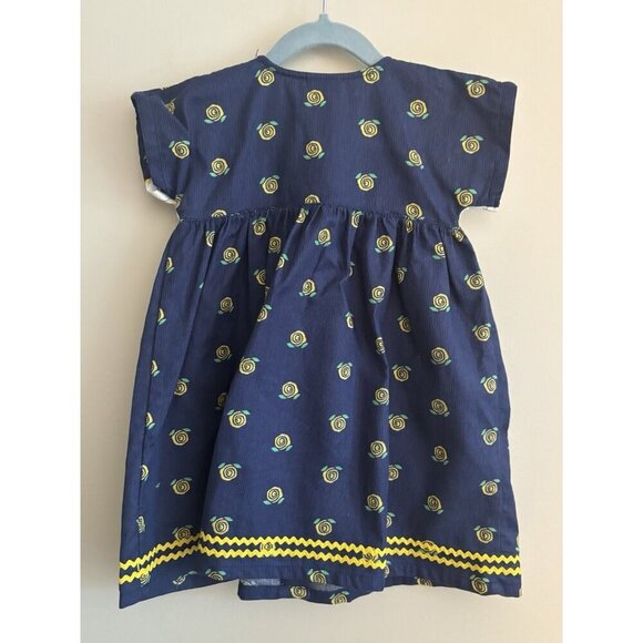 Vintage Oshkosh Collection Girls Dress 2T Toddler Blue Yellow Roses - Picture 7 of 10